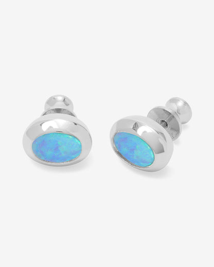 She's a Boss Studs 8mm - Silver|Blue Opal