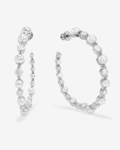 She's an Icon Pearl Hoops 2" - Silver