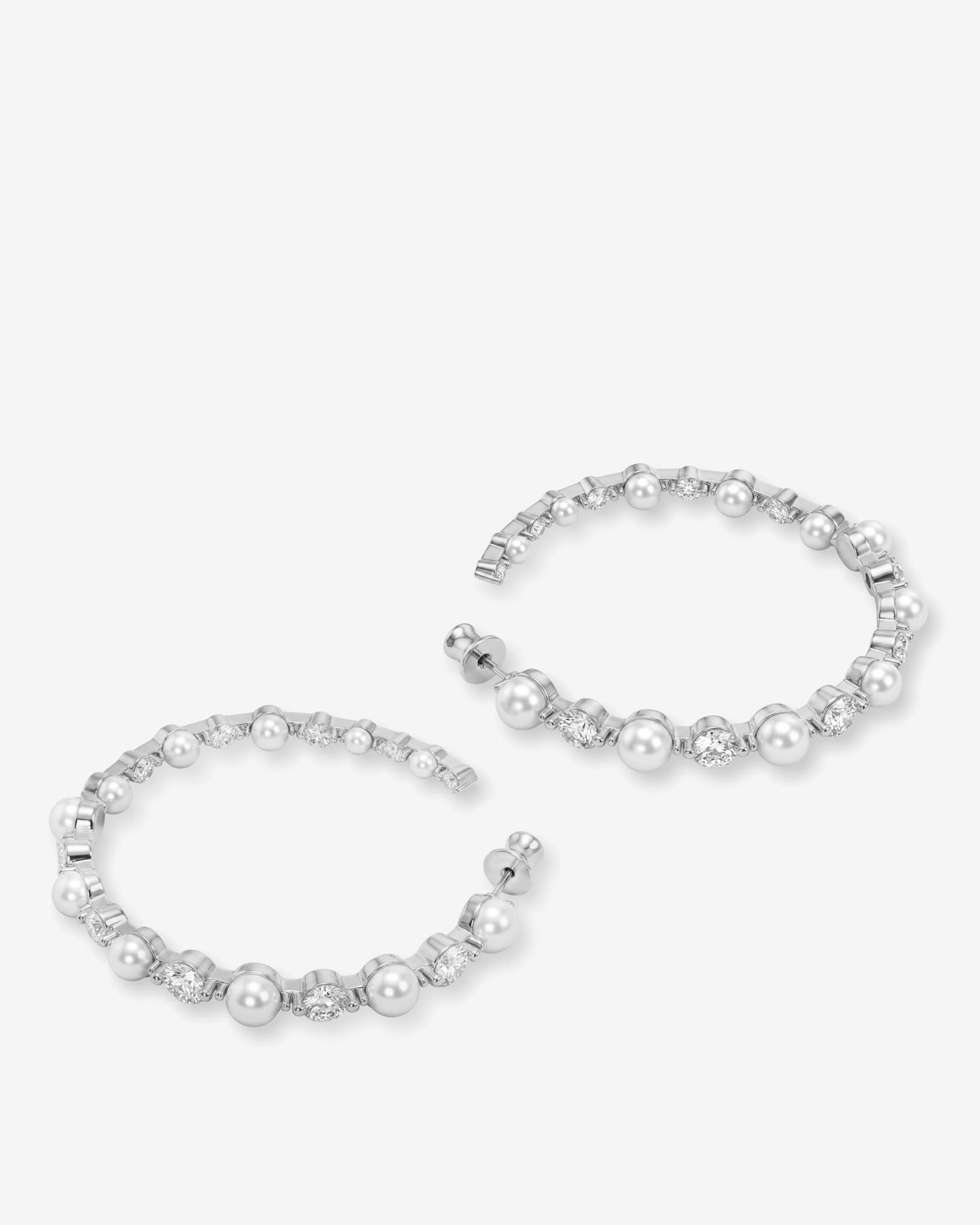 She's an Icon Pearl Hoops 2" - Silver