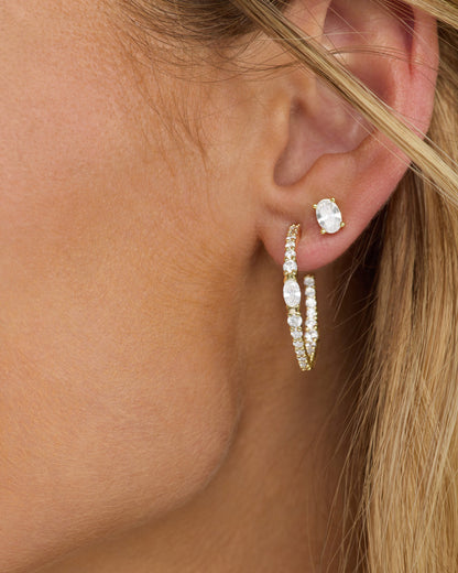 The Maven Hoops 1" - Gold|White Diamondettes