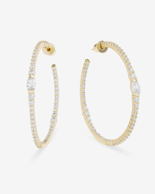 The Maven Hoops 2" - Gold|White Diamondettes