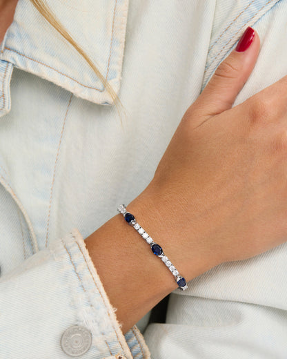 The Maven Tennis Bracelet 3mm - Silver|Blue Sapphire