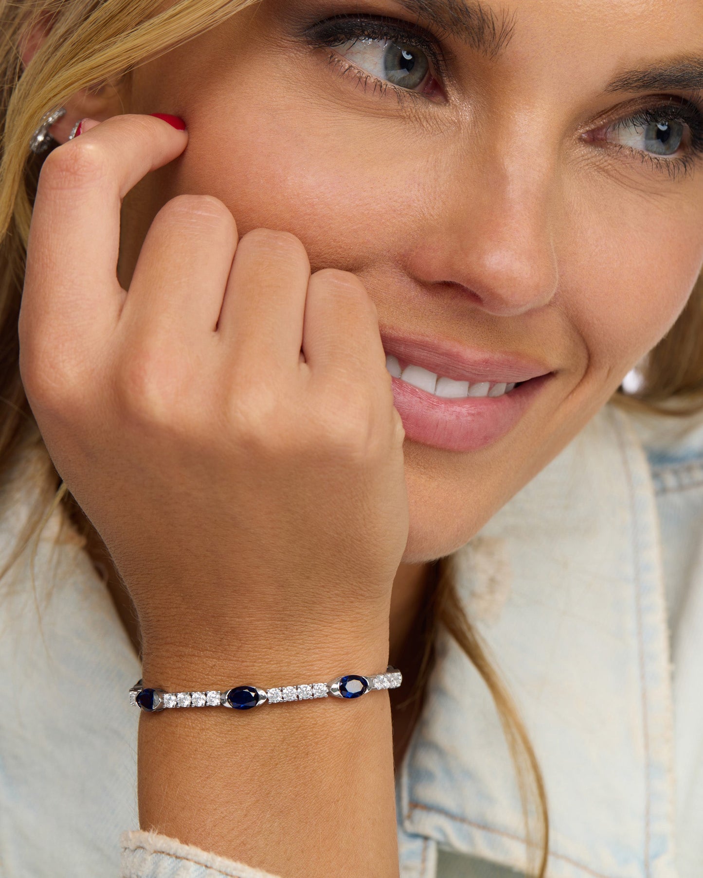 The Maven Tennis Bracelet 3mm - Silver|Blue Sapphire