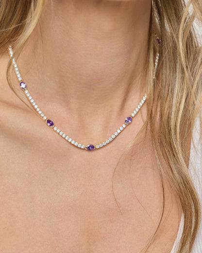 The Maven Tennis Necklace 3mm - Gold|Lavender Amethyst