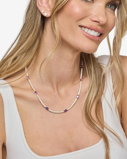The Maven Tennis Necklace 3mm - Gold|Lavender Amethyst