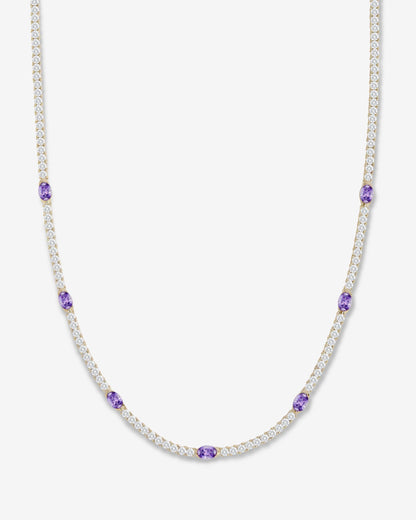 The Maven Tennis Necklace 3mm - Gold|Lavender Amethyst