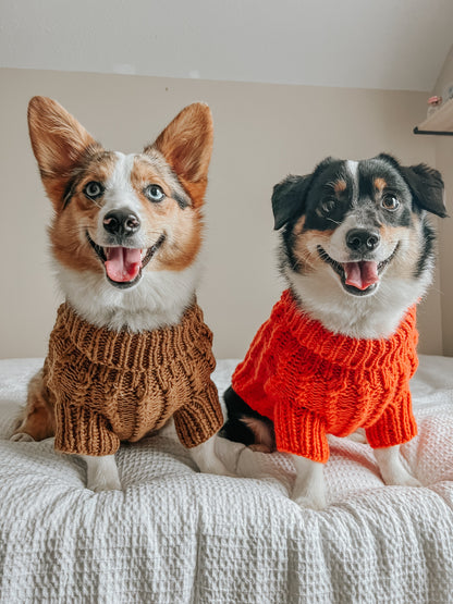 Pet Cable Knit Sweater - Orange
