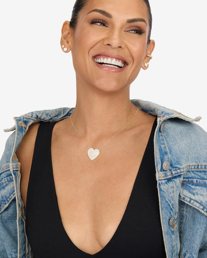 XL You Have My Whole Heart Pavé Necklace - Gold|White Diamondettes