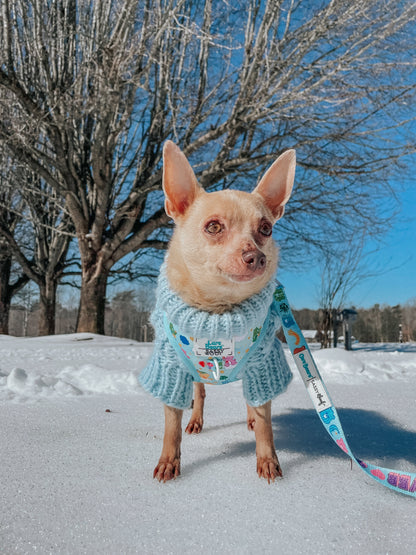 Pet Cable Knit Sweater - Light Blue