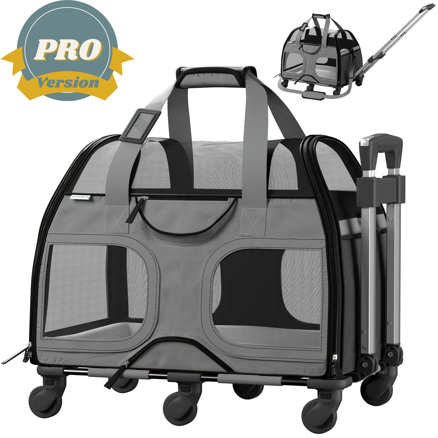 Luxury Rider Pet Carrier with Removable Wheels - 4 Colors: Black and Blue