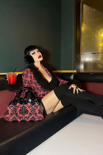 Damask Bat Handbag [RED]