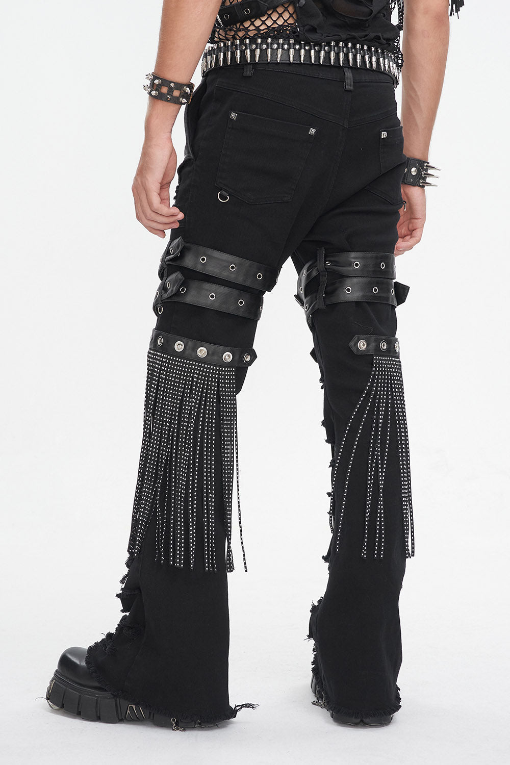 Batwing Pocket Ripped Punk Pants