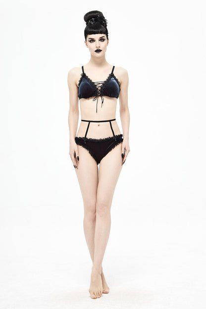 Beach Goth Velvet Bikini Set