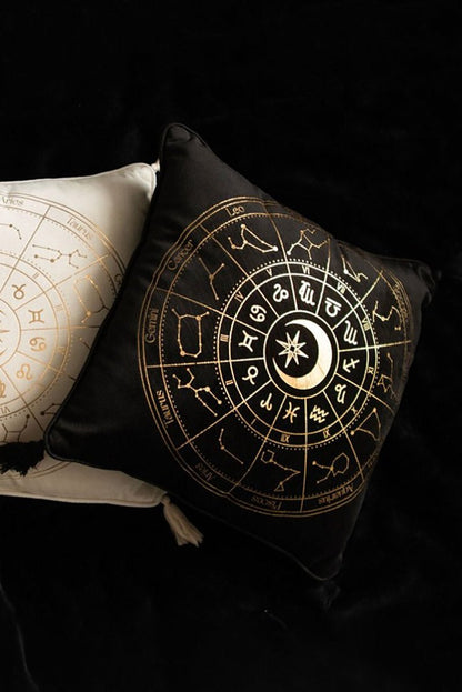 Black Astrology Wheel Cushion