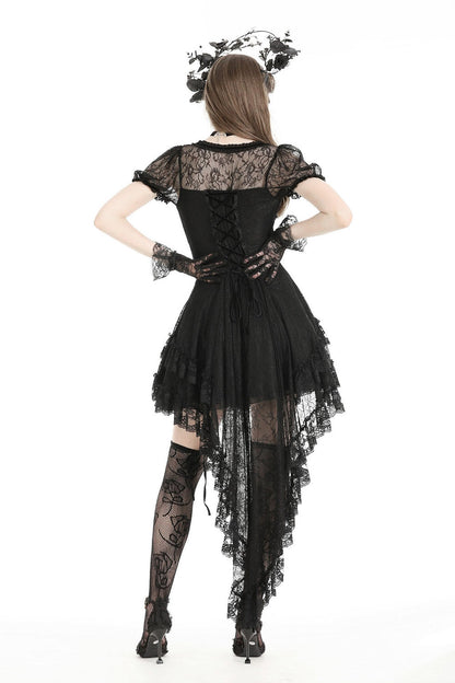 Black Porcelain Babydoll Dress with Train