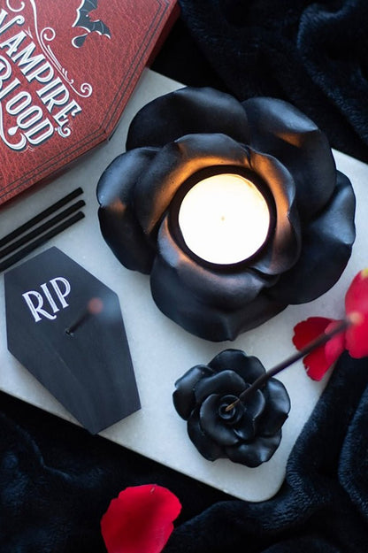 Black Rose Tealight Candle Holder