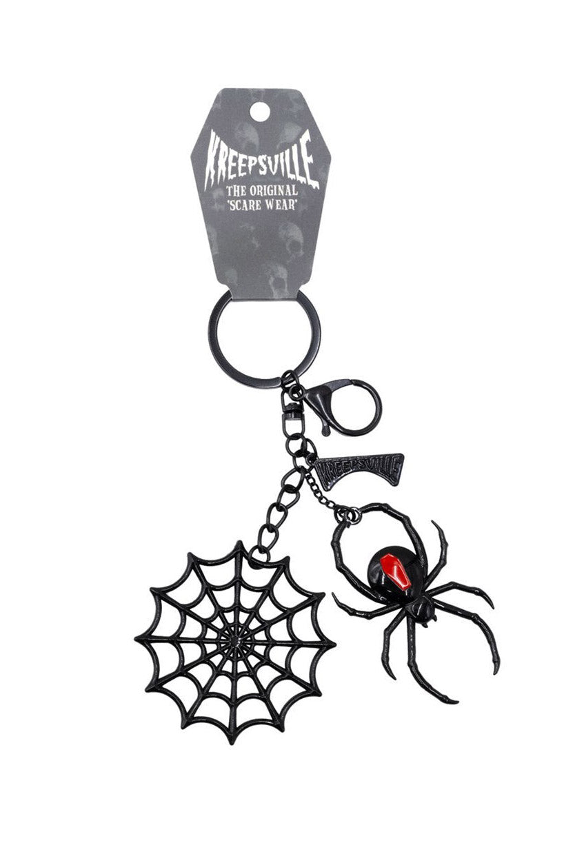 Black Widow Web Charm Keychain