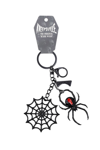Black Widow Web Charm Keychain