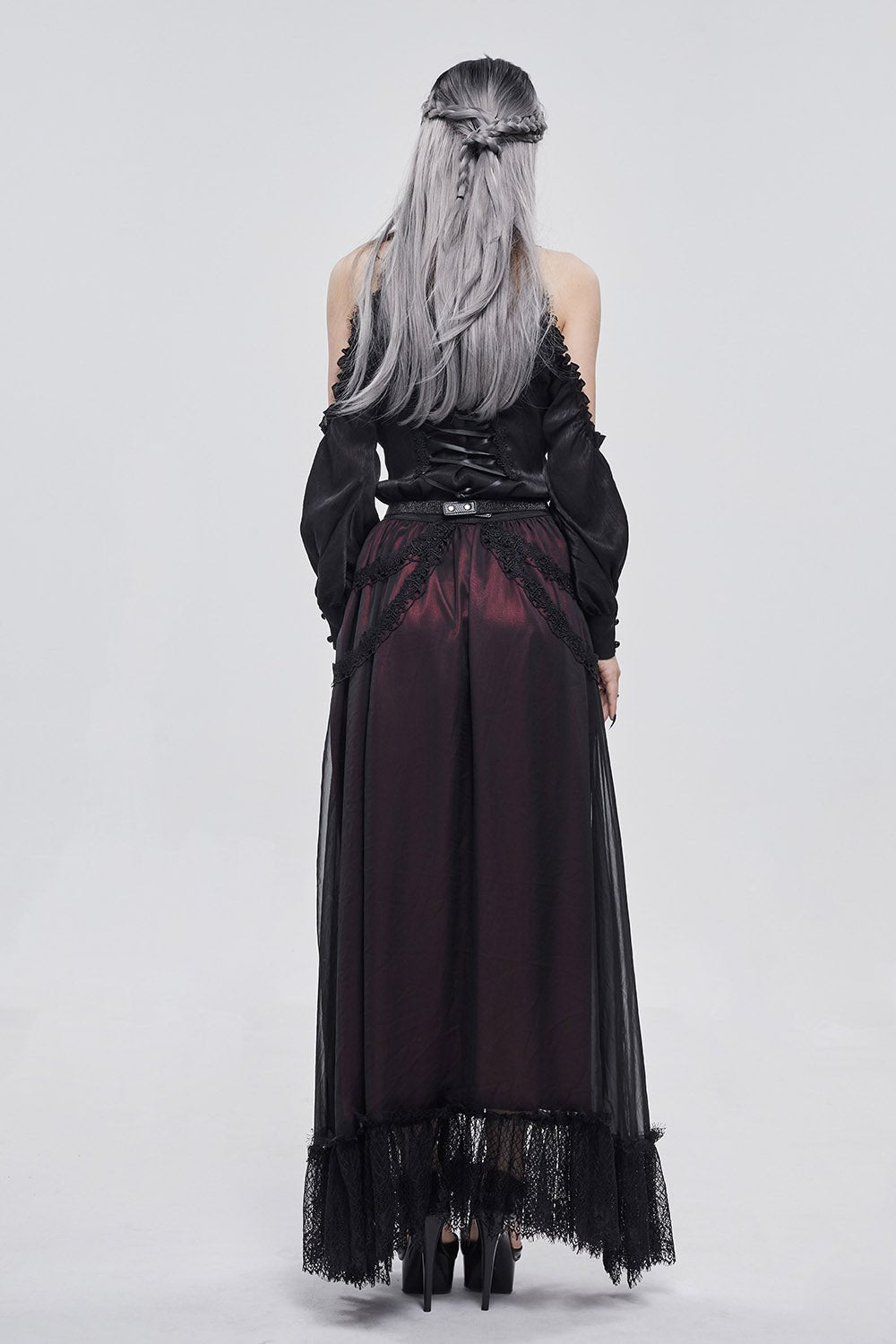 Blooddrop Layered Lace Maxi Skirt