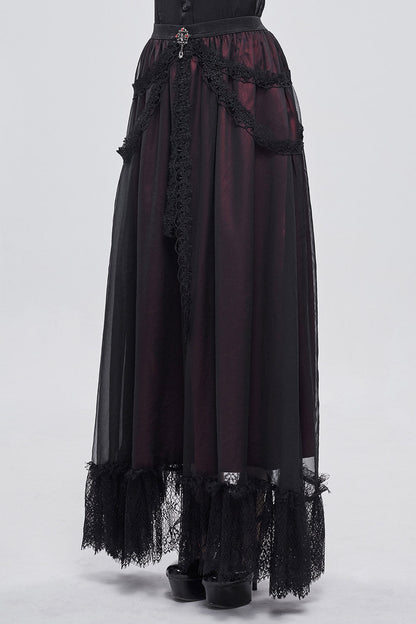 Blooddrop Layered Lace Maxi Skirt