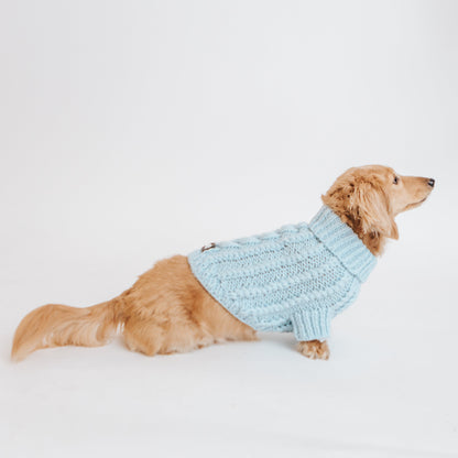 Pet Cable Knit Sweater - Light Blue
