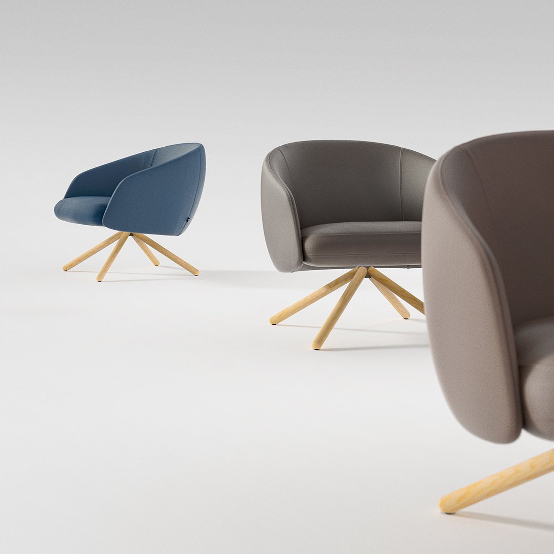 Bonny Lounge Chair - Swivel Wood Base