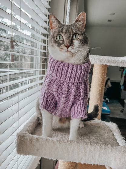 Pet Cable Knit Sweater - Lavender