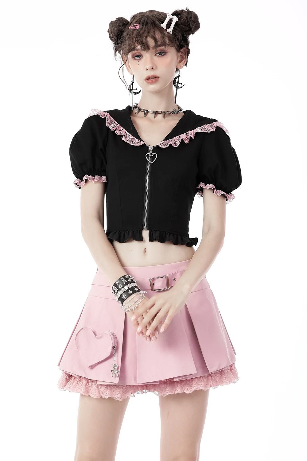 Creepy Kawaii Cat Crop Top