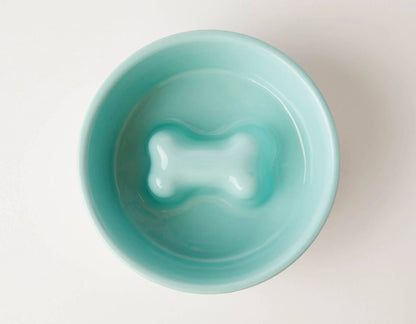 Jax & Bones Bone Slow Feeder Bowl Teal Medium