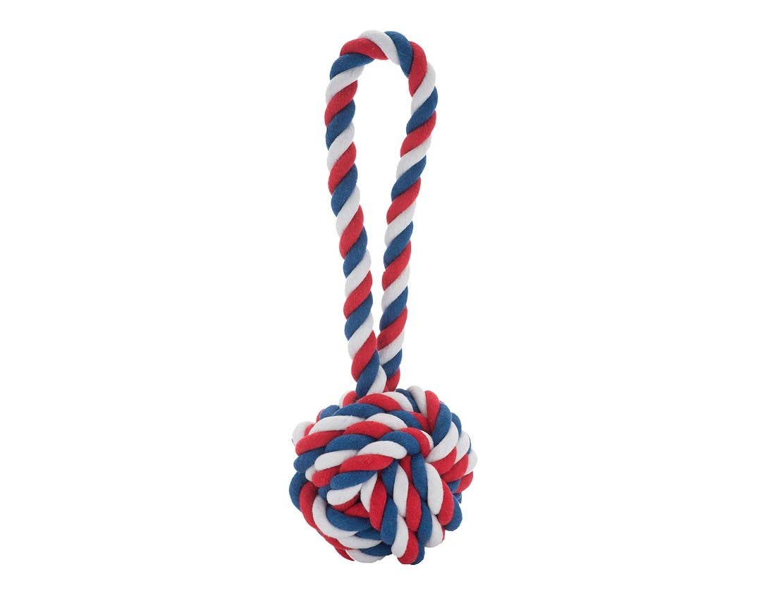 Jax & Bones Knot Rope Dog Toy Red, White and Blue Large 6"