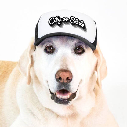 PupLid - Custom Retro Text | Trucker Hat for Dogs