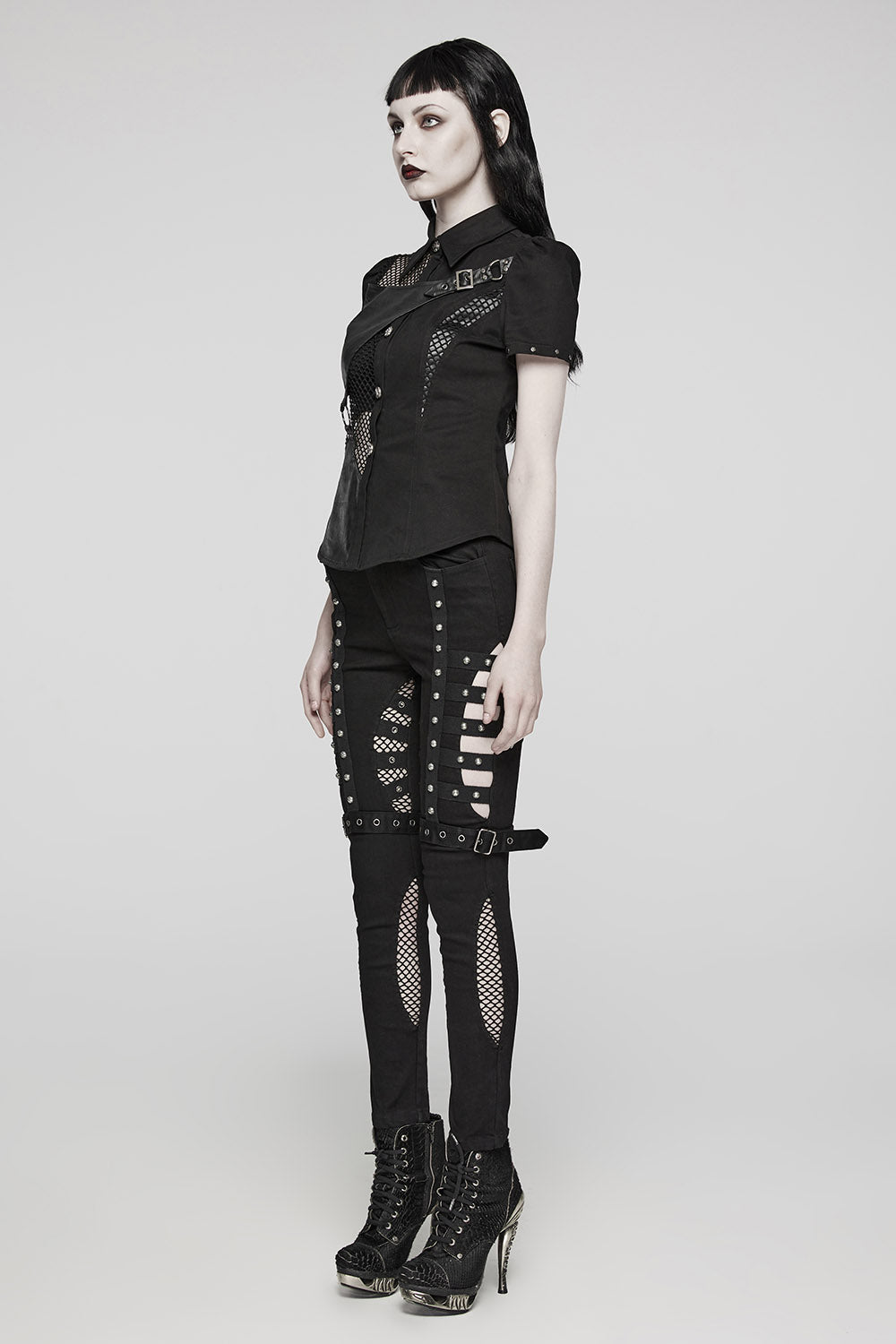 Abyss Fishnet Cutout Skinny Jeans