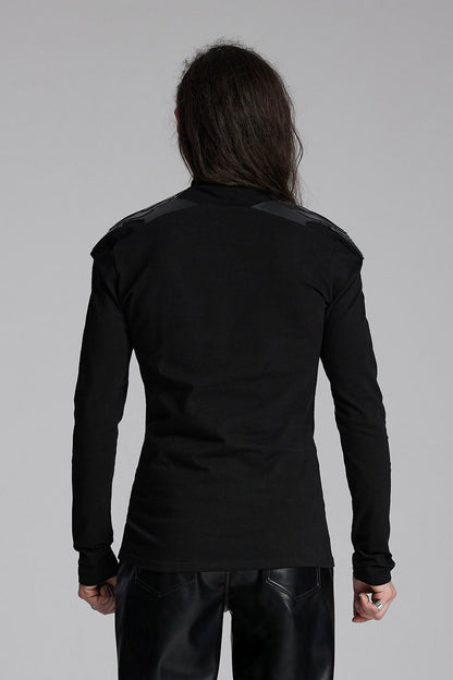 Black Armor Moto Turtleneck Top