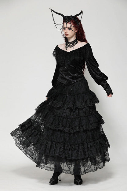 Calypso Gothic Tiered Lace Skirt