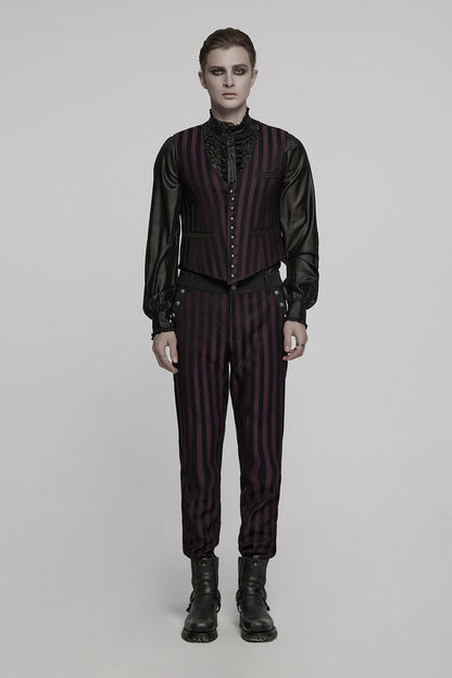 Crimson Manor Striped Waistcoat [Black/Red]