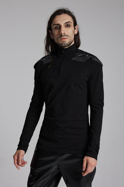Black Armor Moto Turtleneck Top