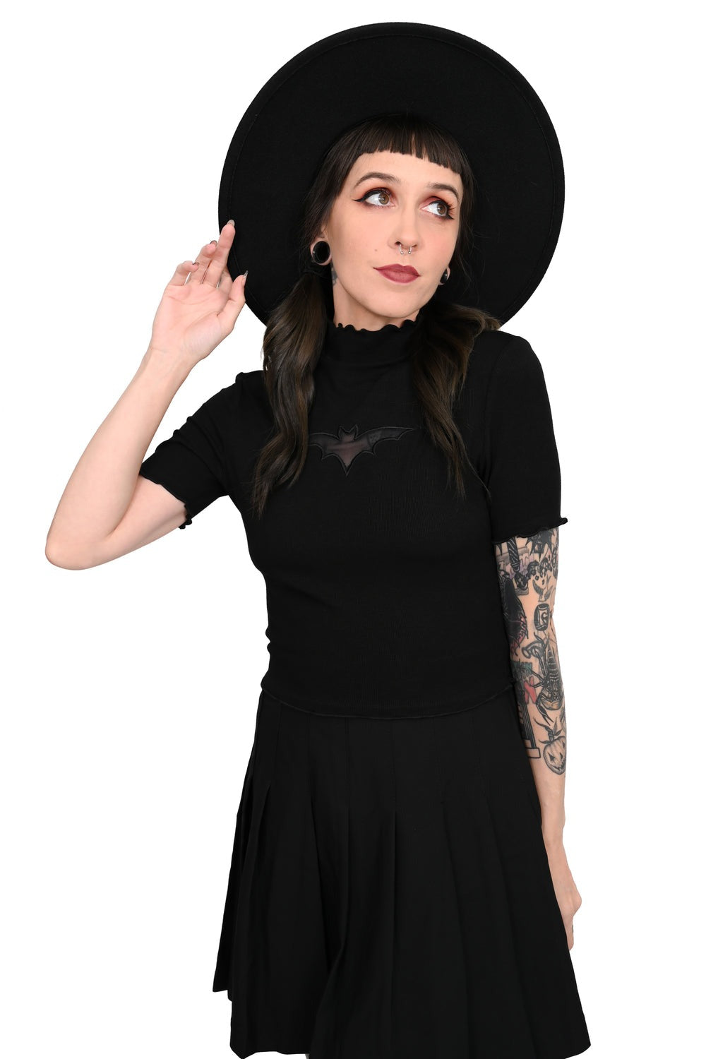 Bat Cut Out Crop Top