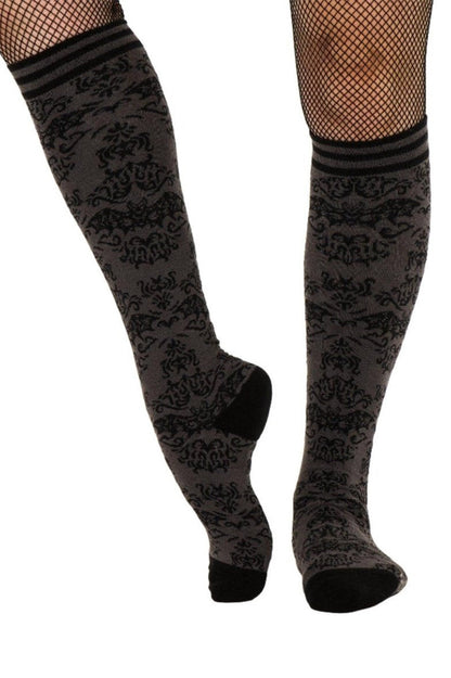 Bat Damask Knee High Socks