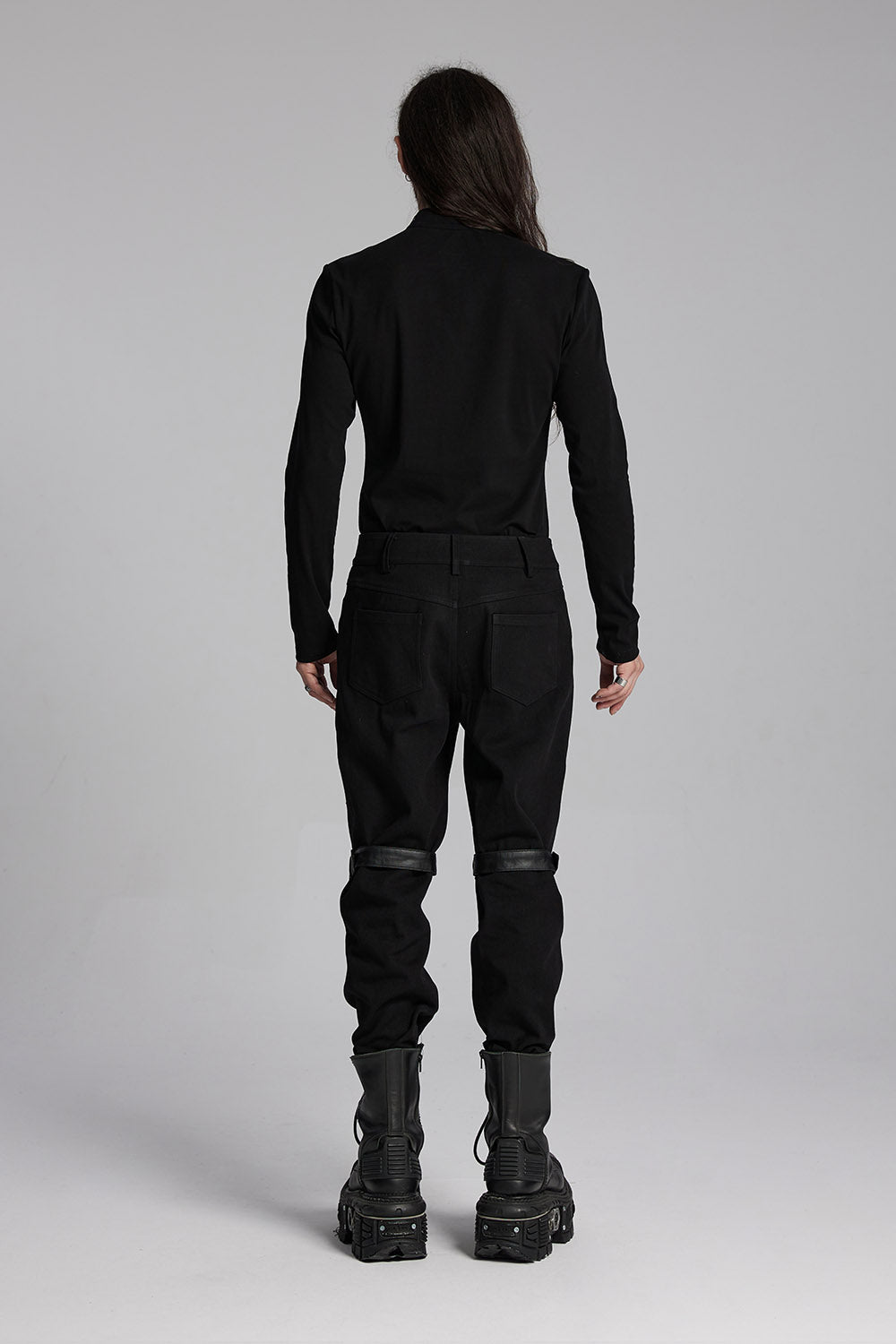 Black Oil Buckle Pants