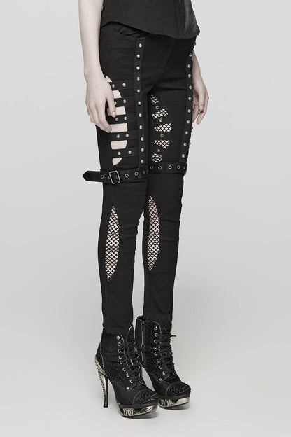 Abyss Fishnet Cutout Skinny Jeans