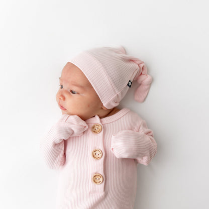 Ribbed Knotted Gown with Hat Set in Sakura