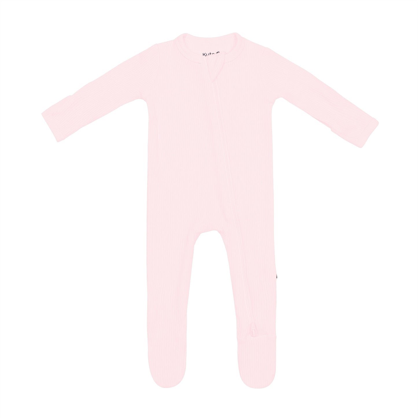 Ribbed Zipper Footie in Sakura
