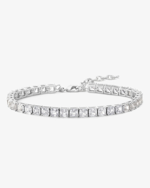 The Queen's Anklet 5mm - Silver|White Diamondettes