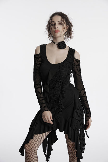 Celestial Cold Shoulder Witchy Hem Dress