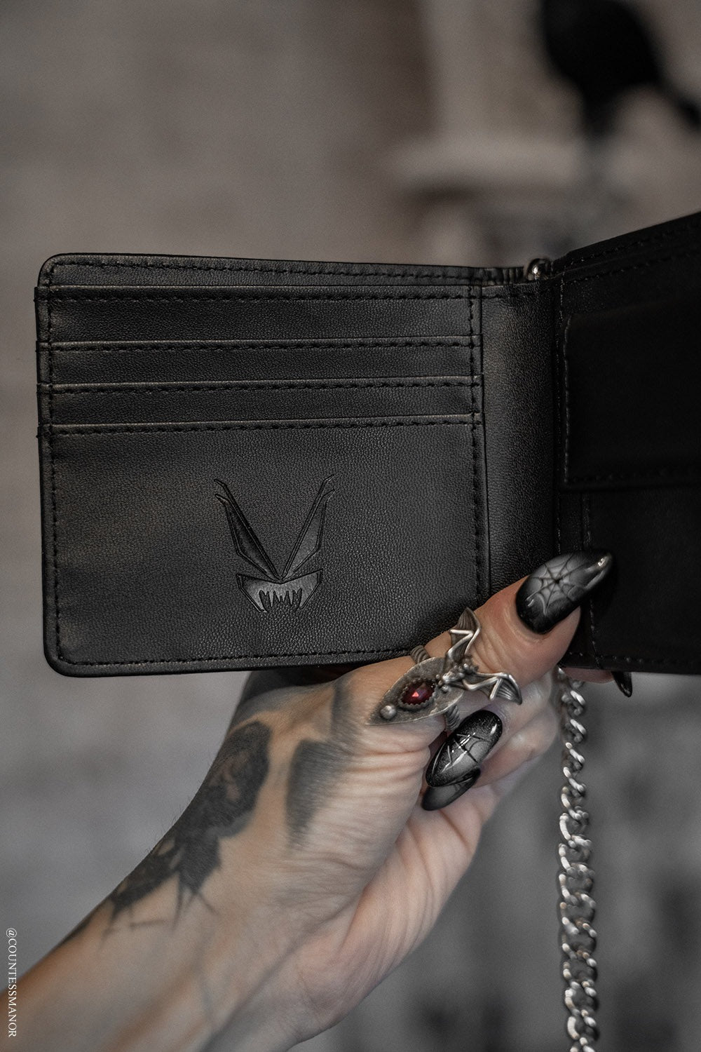 Anarchy Emboss Bifold Wallet w/ Chain