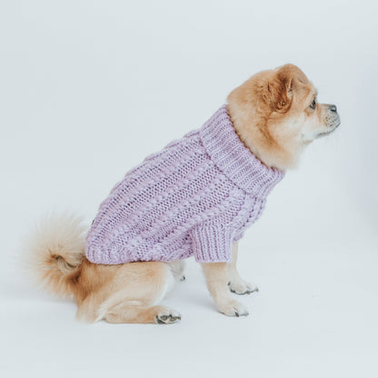 Pet Cable Knit Sweater - Lavender