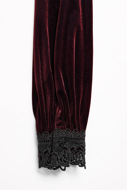Crimson Bloom Embroidered Button-Up Top [Red]