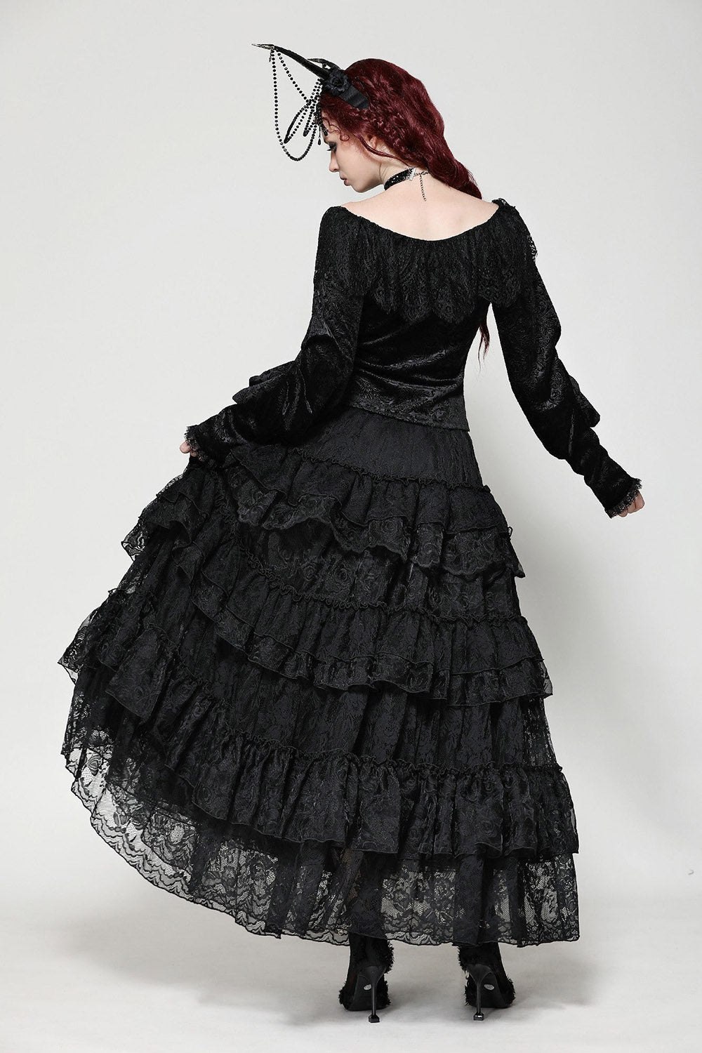 Calypso Gothic Tiered Lace Skirt