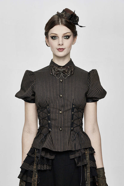 Belladonna Stripe & Stitch Puff Sleeve Top