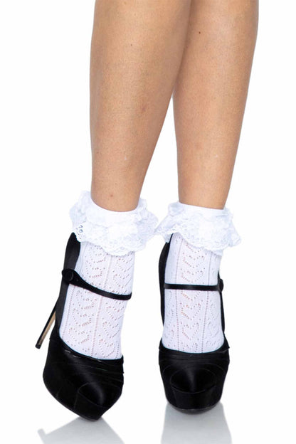 Apparition Heart Lace Socks [White]